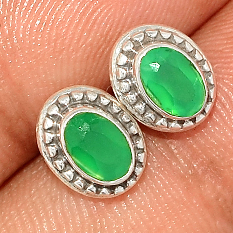 Small Filigree - Green Onyx Faceted Studs - GOFS170