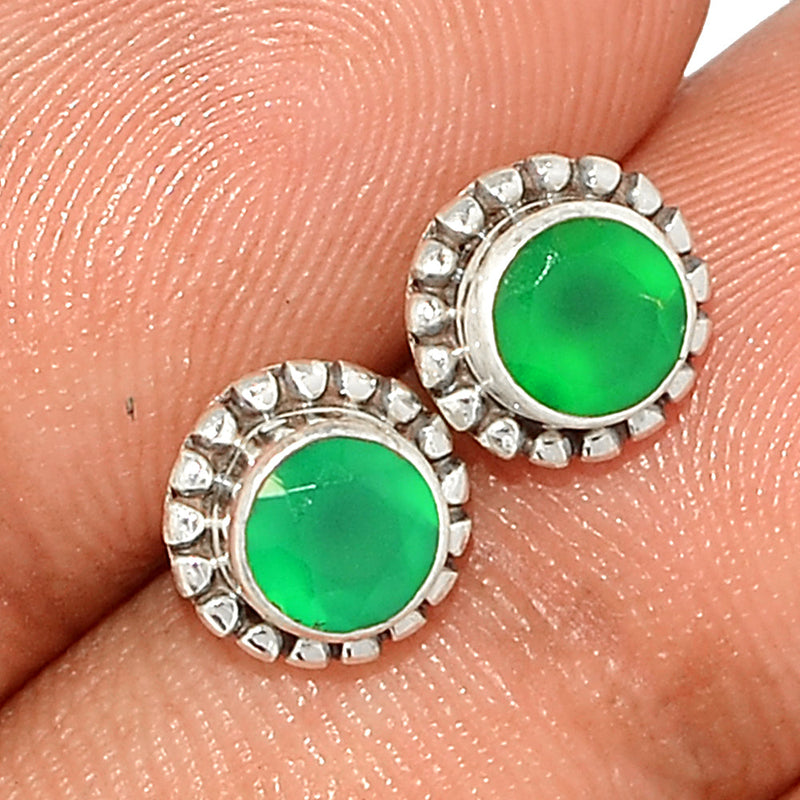 Small Filigree - Green Onyx Faceted Studs - GOFS177