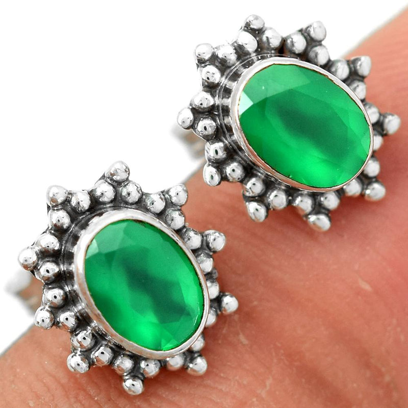 Faceted Green Onyx Studs-GOFS17