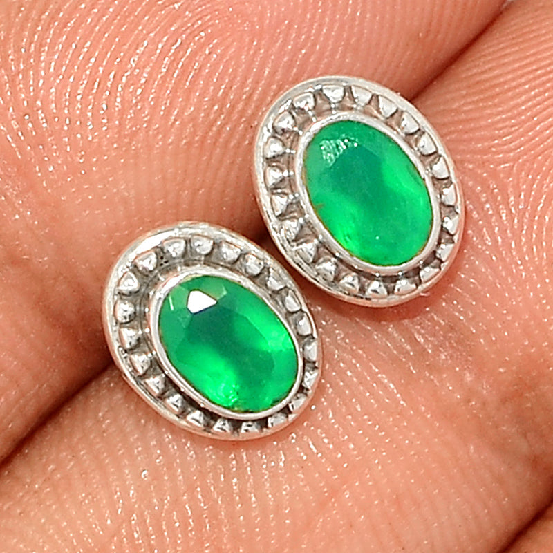Small Filigree - Green Onyx Faceted Studs - GOFS181