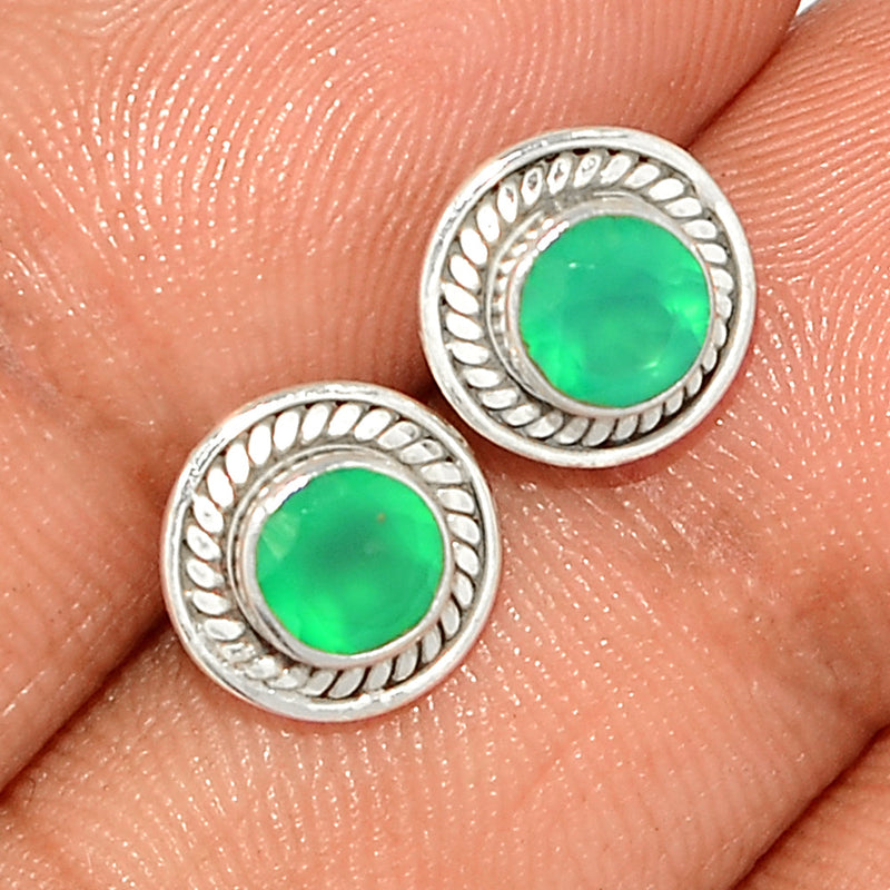 Small Filigree - Green Onyx Faceted Studs - GOFS182
