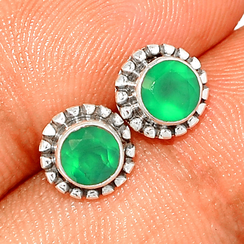 Small Filigree - Green Onyx Faceted Studs - GOFS183
