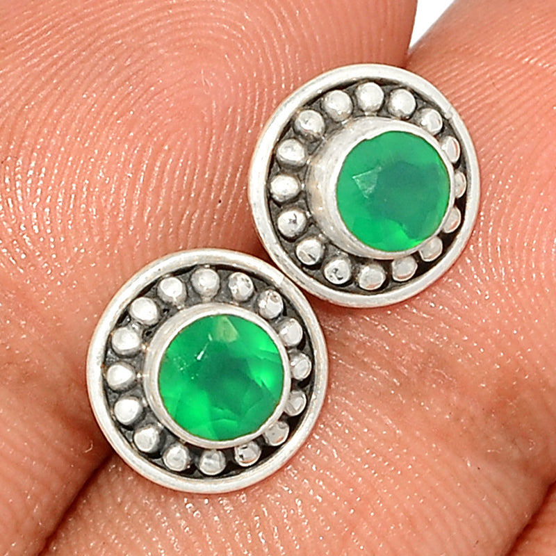 Small Filigree - Green Onyx Faceted Studs - GOFS185