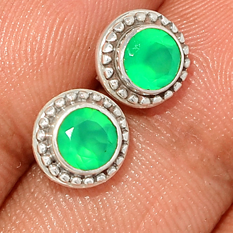 Small Filigree - Green Onyx Faceted Studs - GOFS186