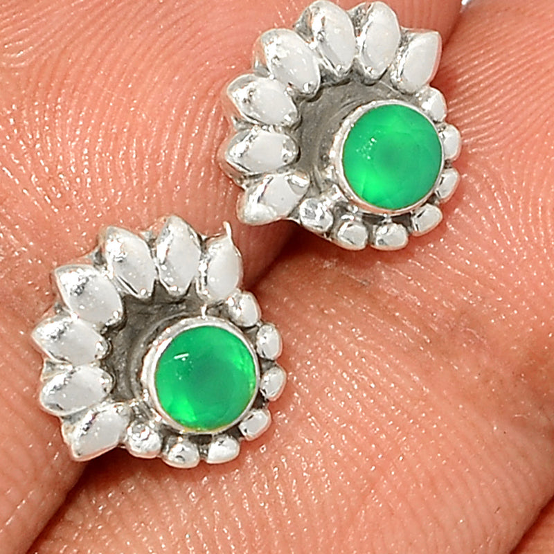 Small Filigree - Green Onyx Faceted Studs - GOFS187