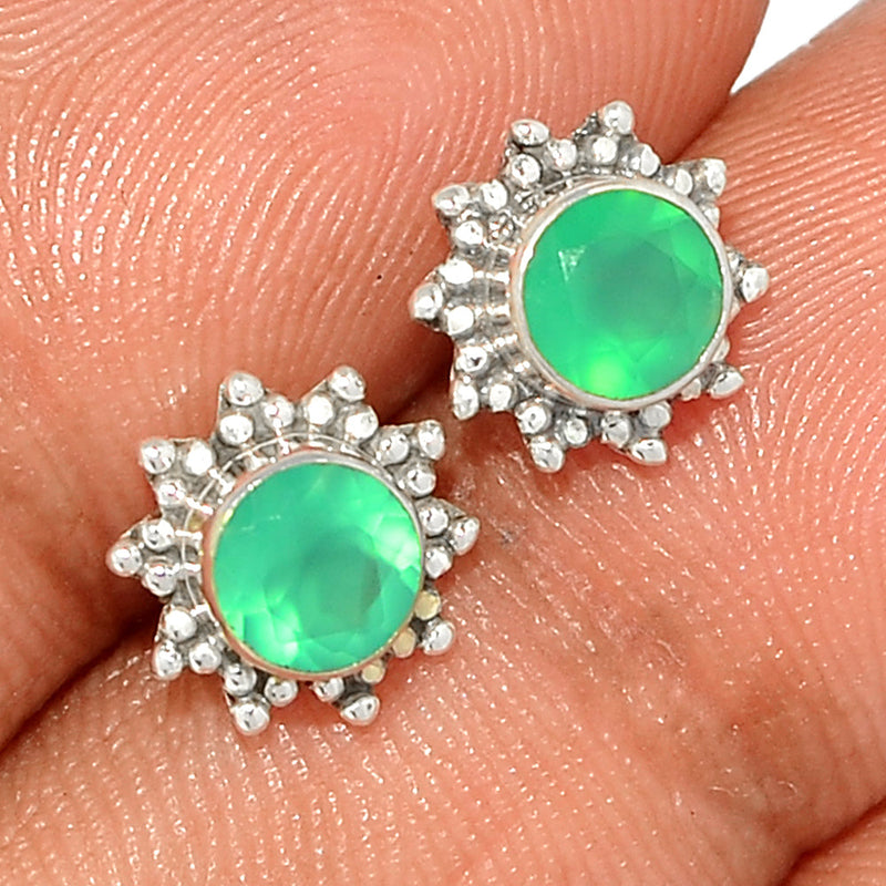 Small Filigree - Green Onyx Faceted Studs - GOFS188