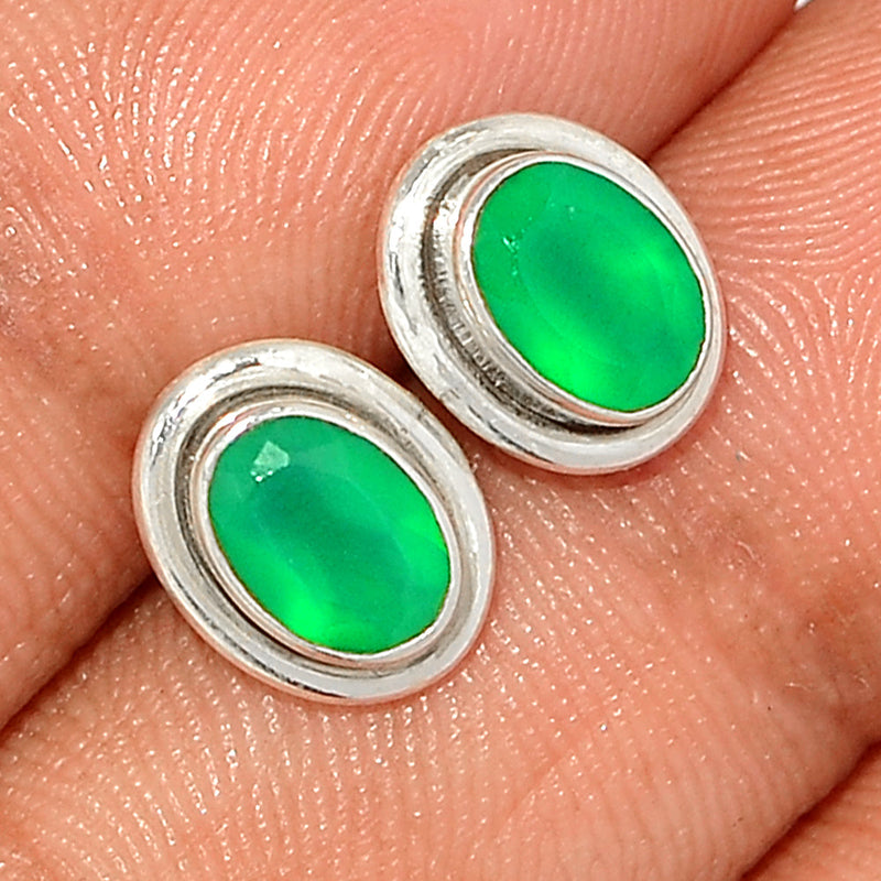 Small Filigree - Green Onyx Faceted Studs - GOFS189