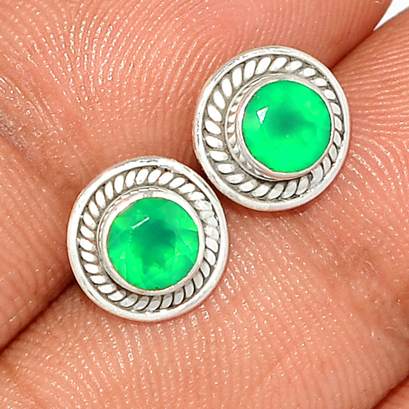 Small Filigree - Green Onyx Faceted Studs - GOFS190