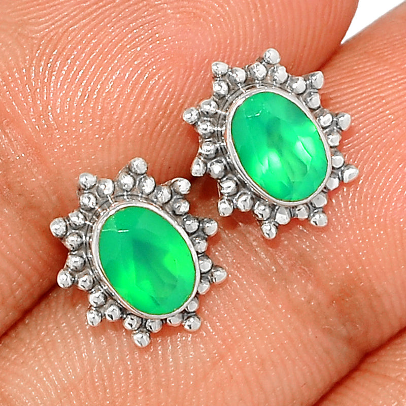 Small Filigree - Green Onyx Faceted Studs - GOFS191