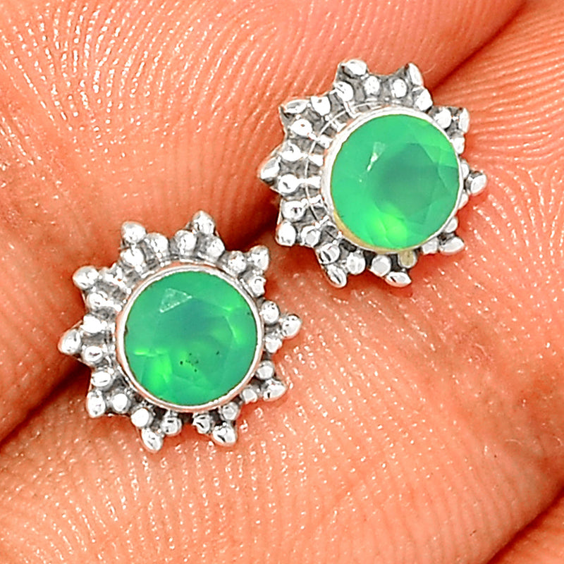 Small Filigree - Green Onyx Faceted Studs - GOFS192