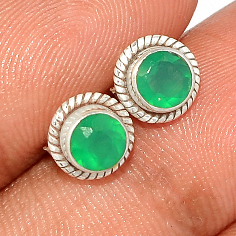 Small Filigree - Green Onyx Faceted Studs - GOFS193