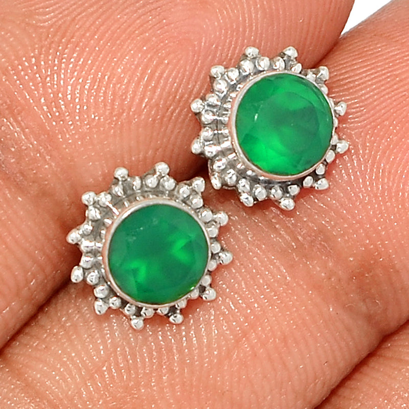 Small Filigree - Green Onyx Faceted Studs - GOFS194