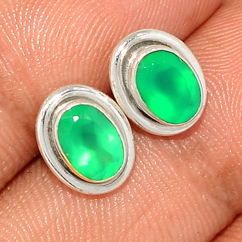 Small Filigree - Green Onyx Faceted Studs - GOFS195