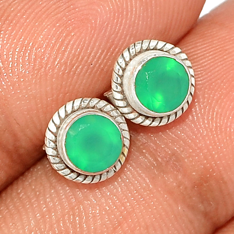 Small Filigree - Green Onyx Faceted Studs - GOFS196