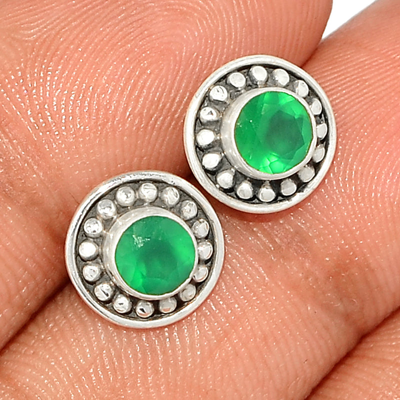 Small Filigree - Green Onyx Faceted Studs - GOFS197