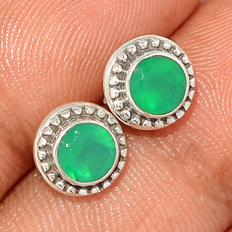 Small Filigree - Green Onyx Faceted Studs - GOFS199