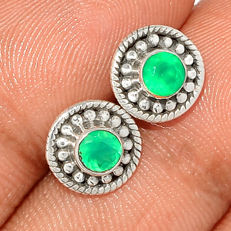 Small Filigree - Green Onyx Faceted Studs - GOFS200