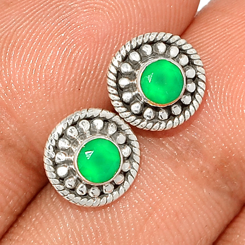 Small Filigree - Green Onyx Faceted Studs - GOFS201