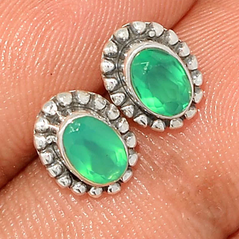 Small Filigree - Green Onyx Faceted Studs - GOFS202