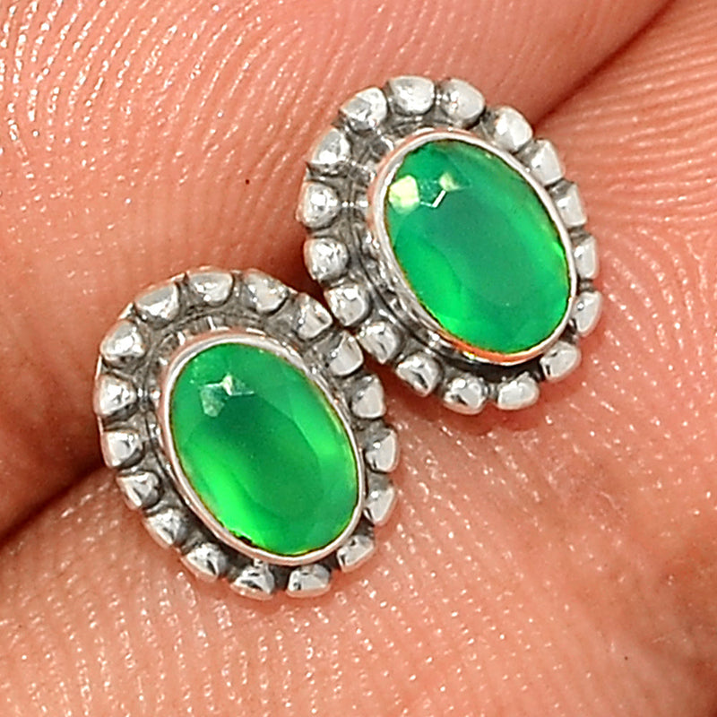 Small Filigree - Green Onyx Faceted Studs - GOFS203