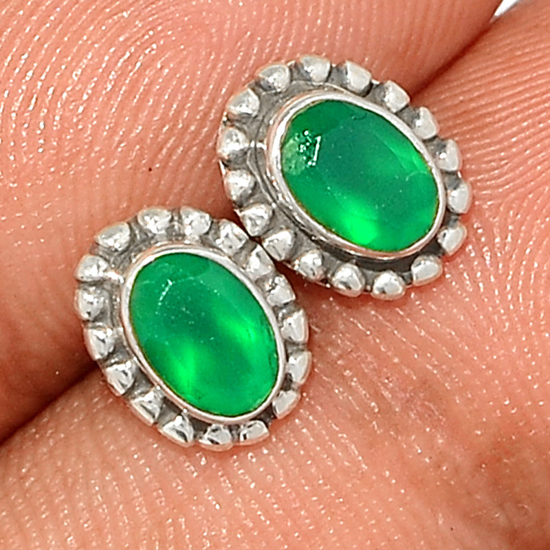 Small Filigree - Green Onyx Faceted Studs - GOFS204