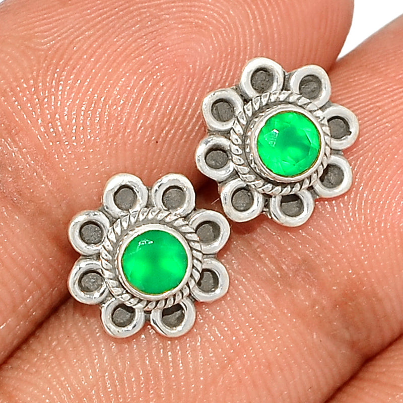 Small Filigree - Green Onyx Faceted Studs - GOFS206