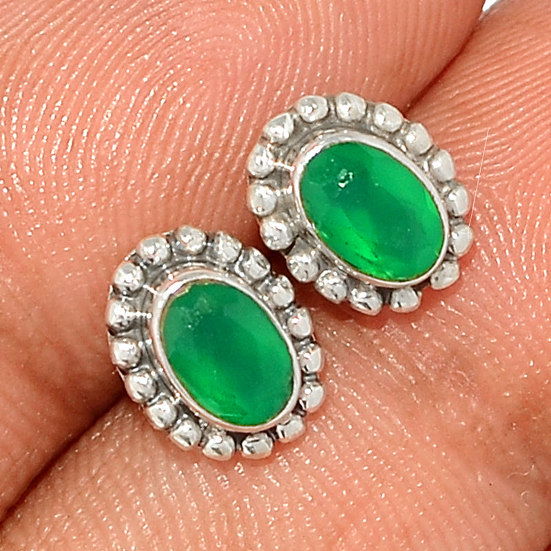 Small Filigree - Green Onyx Faceted Studs - GOFS208