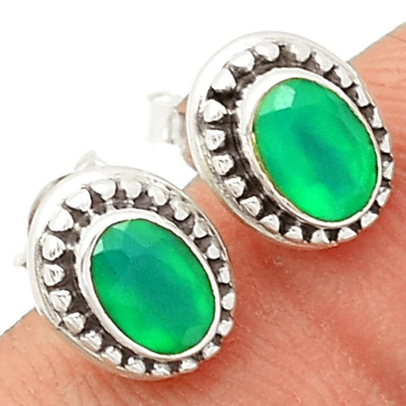 Faceted Green Onyx Studs-GOFS20
