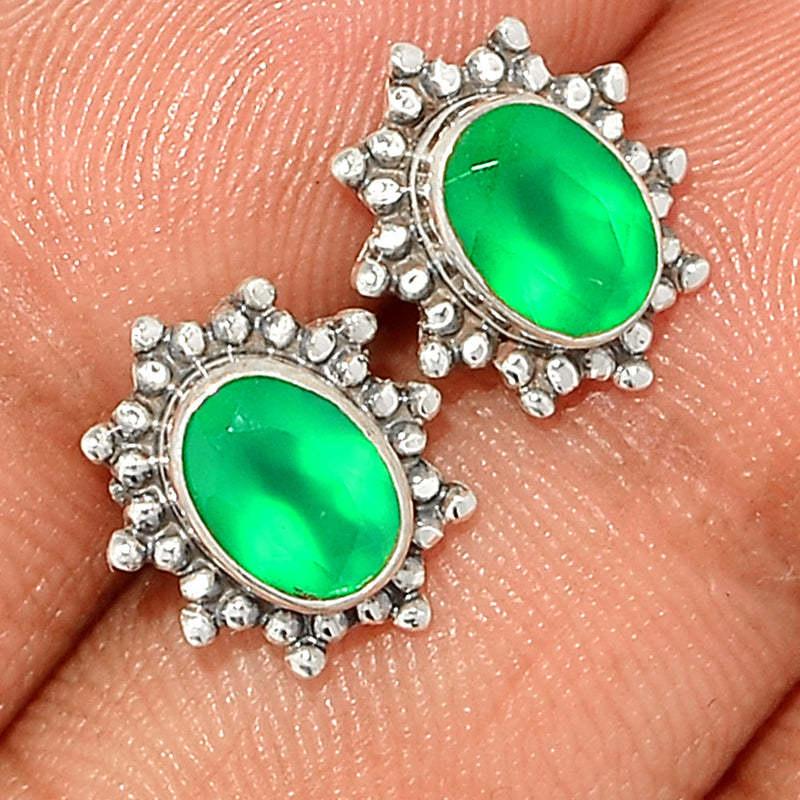 Small Filigree - Green Onyx Faceted Studs - GOFS210