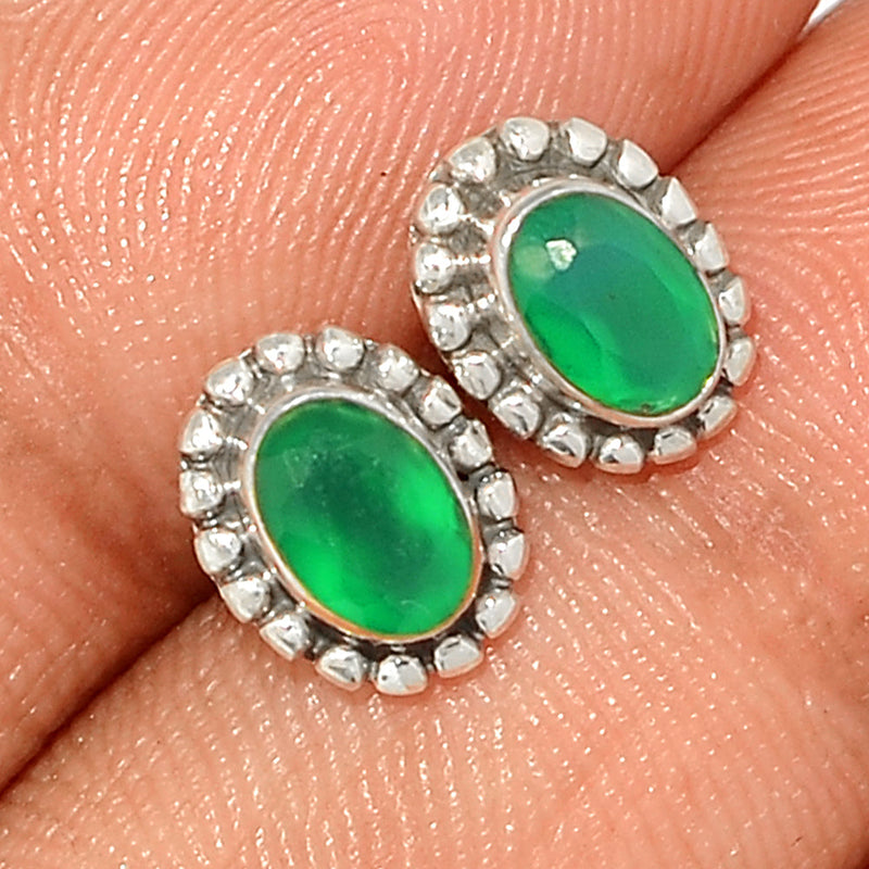 Small Filigree - Green Onyx Faceted Studs - GOFS211