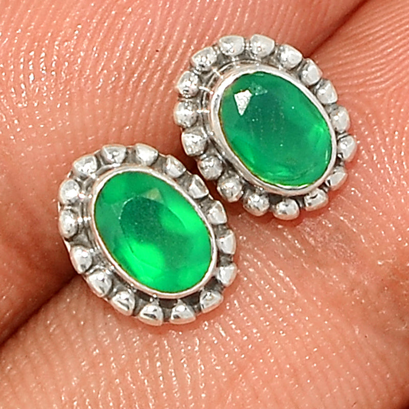Small Filigree - Green Onyx Faceted Studs - GOFS212