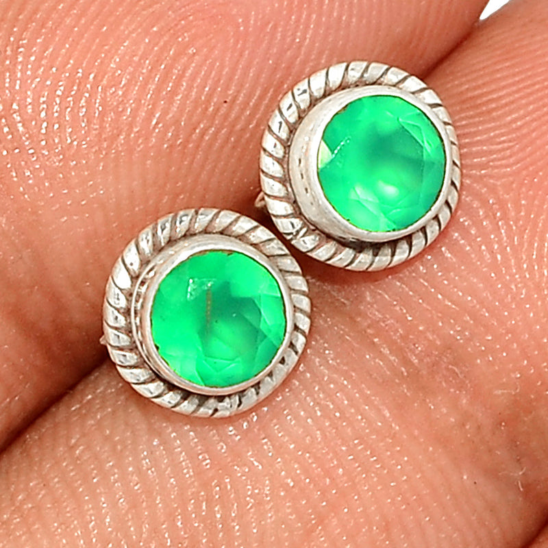 Small Filigree - Green Onyx Faceted Studs - GOFS213