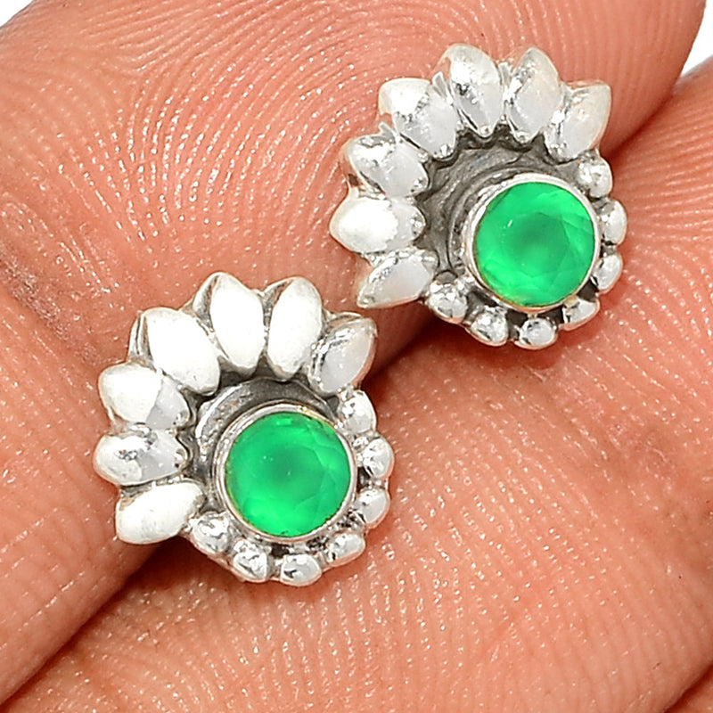 Small Filigree - Green Onyx Faceted Studs - GOFS214