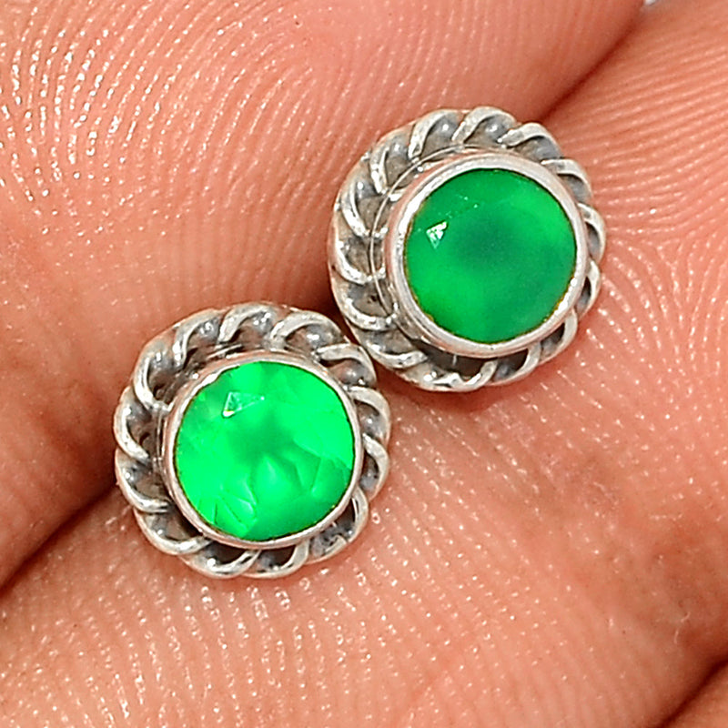 Small Filigree - Green Onyx Faceted Studs - GOFS215
