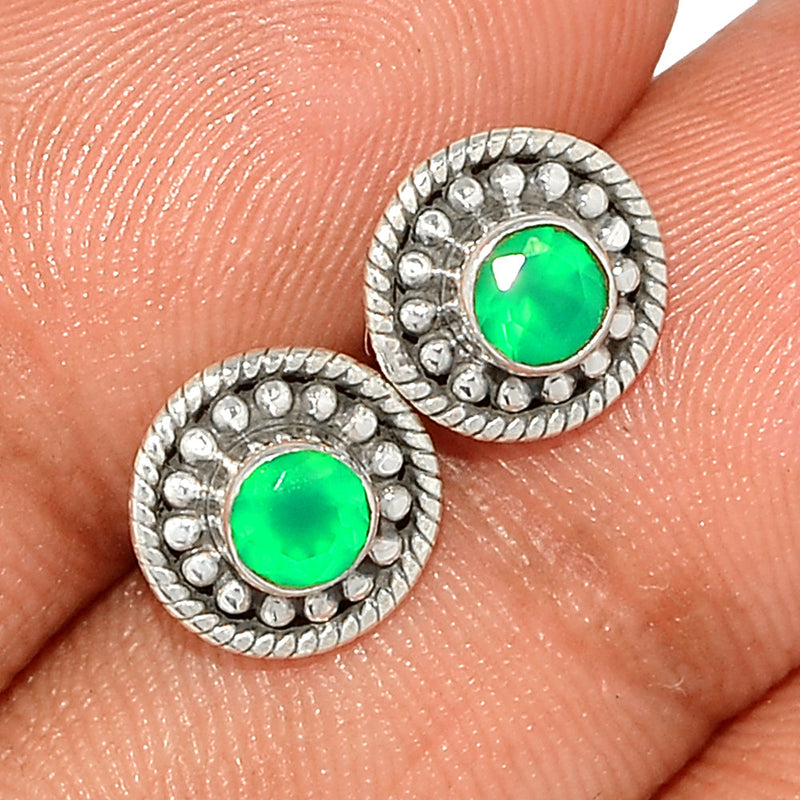 Small Filigree - Green Onyx Faceted Studs - GOFS216