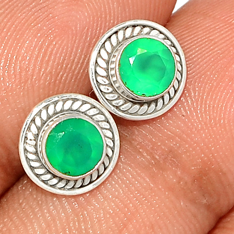 Small Filigree - Green Onyx Faceted Studs - GOFS217