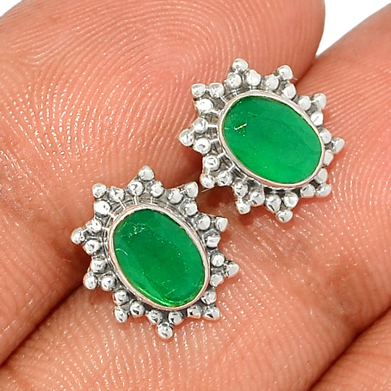 Small Filigree - Green Onyx Faceted Studs - GOFS218