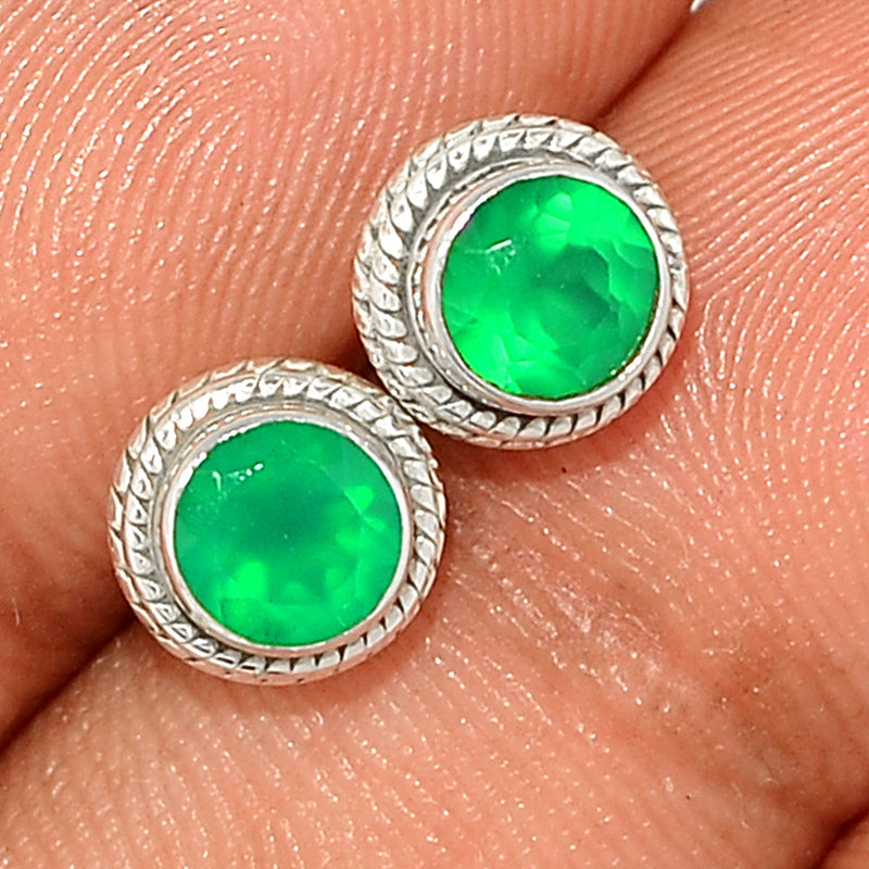 Small Filigree - Green Onyx Faceted Studs - GOFS219