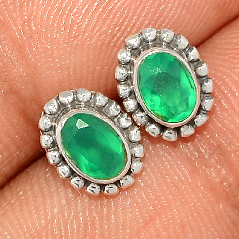 Small Filigree - Green Onyx Faceted Studs - GOFS220