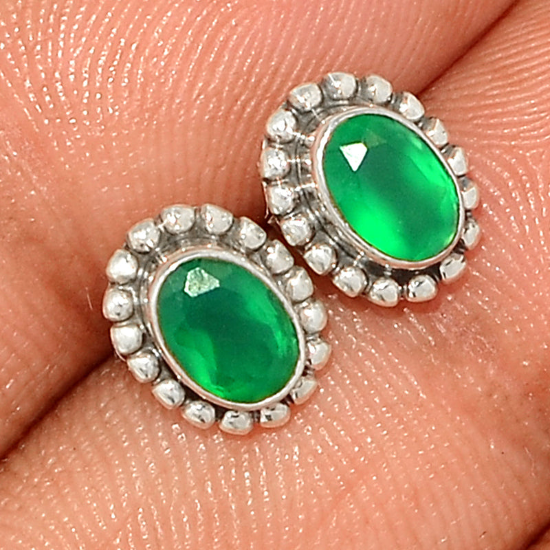 Small Filigree - Green Onyx Faceted Studs - GOFS221