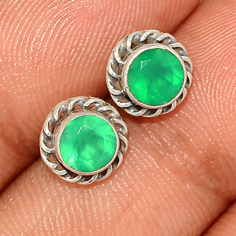Small Filigree - Green Onyx Faceted Studs - GOFS222