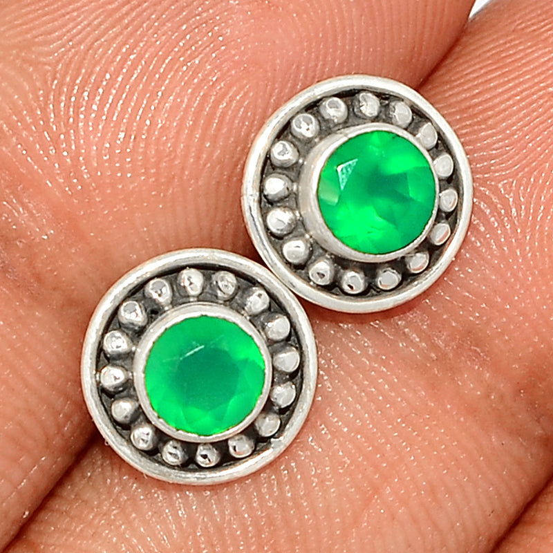Small Filigree - Green Onyx Faceted Studs - GOFS223