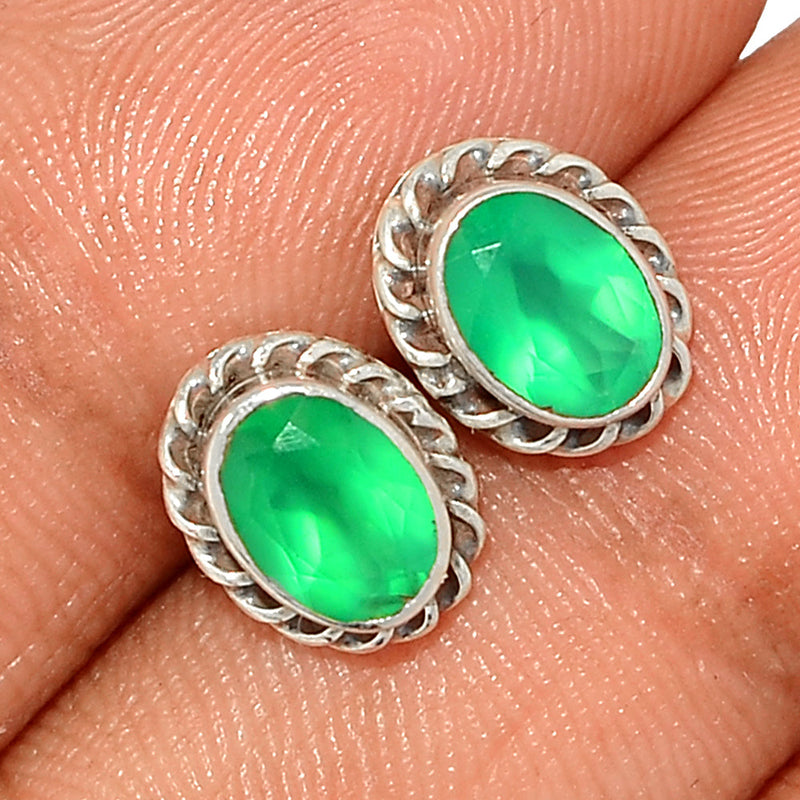 Small Filigree - Green Onyx Faceted Studs - GOFS224