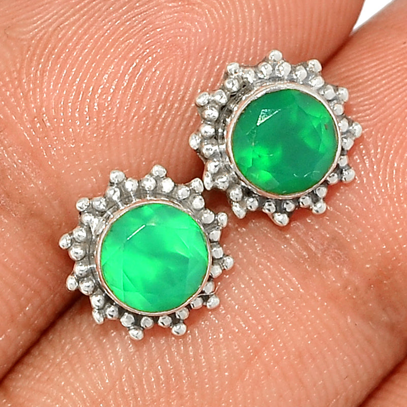 Small Filigree - Green Onyx Faceted Studs - GOFS225