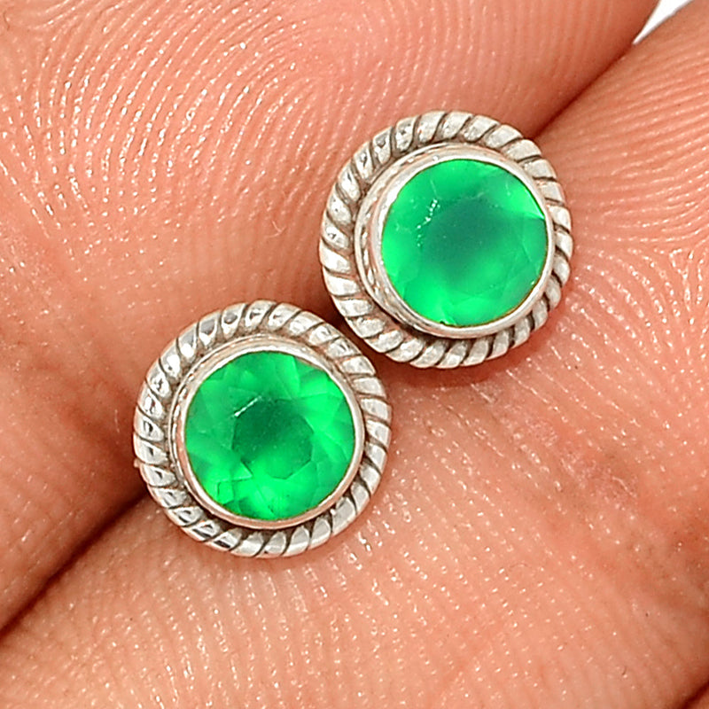 Small Filigree - Green Onyx Faceted Studs - GOFS226