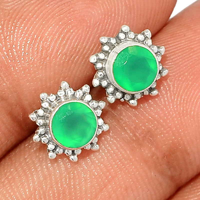 Small Filigree - Green Onyx Faceted Studs - GOFS227