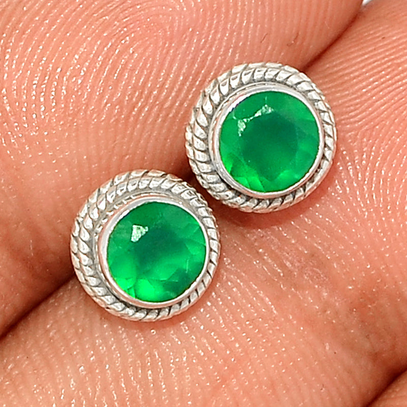 Small Filigree - Green Onyx Faceted Studs - GOFS228