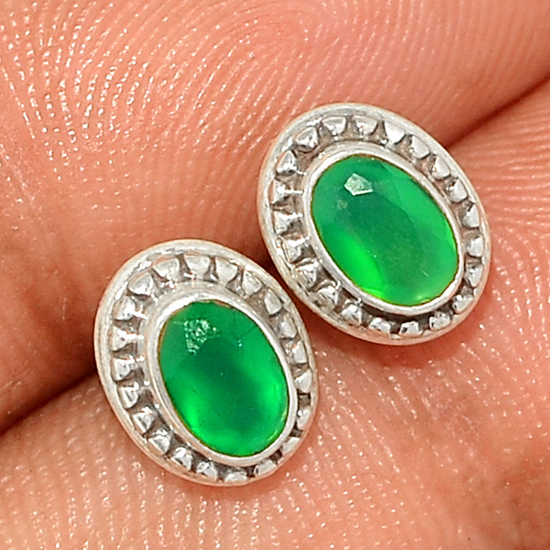 Small Filigree - Green Onyx Faceted Studs - GOFS229