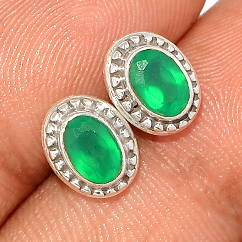 Small Filigree - Green Onyx Faceted Studs - GOFS232