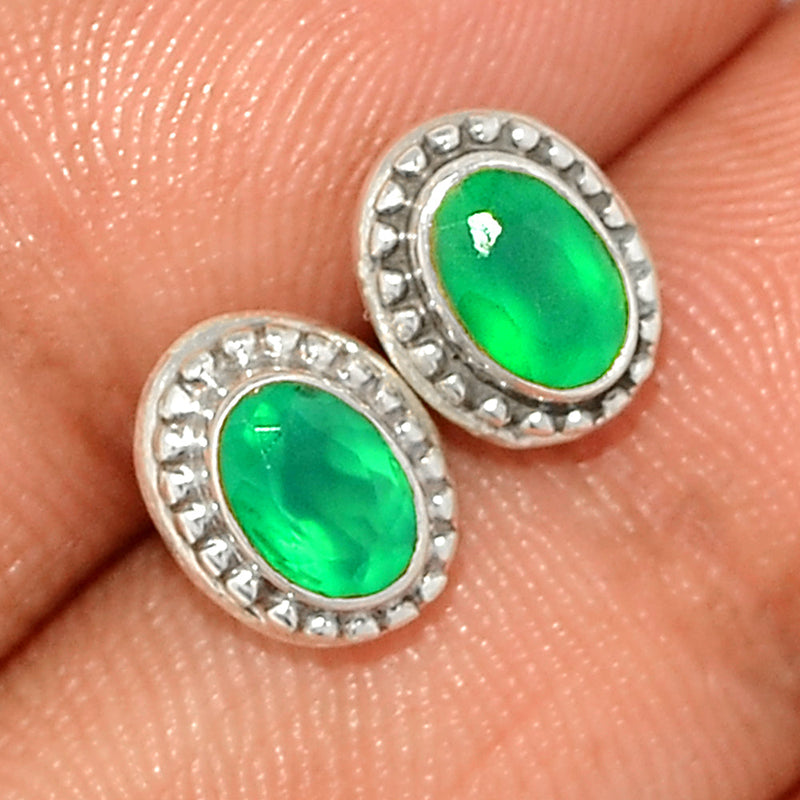 Small Filigree - Green Onyx Faceted Studs - GOFS233